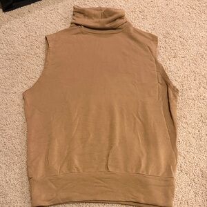 Sleeveless Tan Turtleneck Top